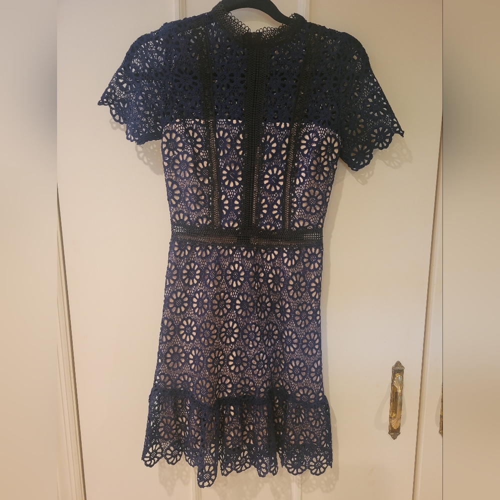 Design Lab blue crochet dress XS